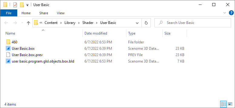 This is a picture of the directory that contains your new shader document.
