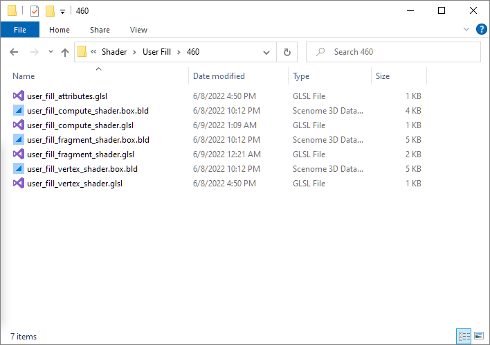 This is a picture of the directory that contains your new shader source code.