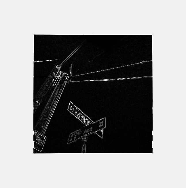 This is a picture of the edge detection results. This photo was taken outside a restaurant at 17th and Dravus, Seattle, WA.