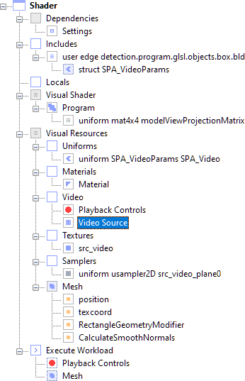 This is a picture of the hierarchy showing the VideoTextureBridge node.