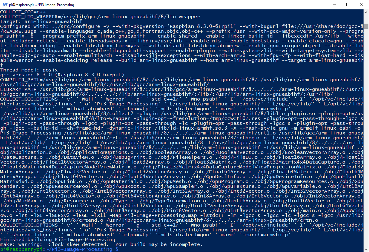 This is a picture of the Raspberry Pi® 3B+ terminal.