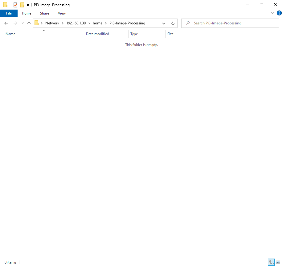 This is a picture of a new, empty folder on a Raspberry Pi device.
