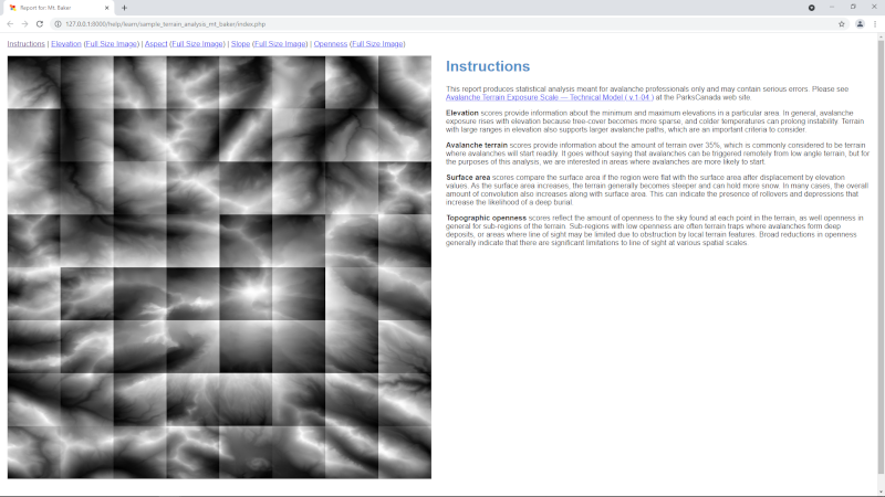 A sample terrain report.