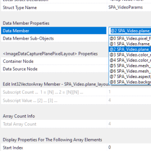 This image shows a struct being edited. You can select individual data members and then edit their values, down to the very last scalar, vector, or matrix.